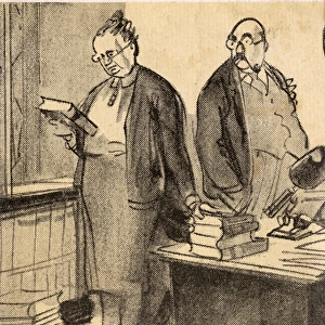 WW2 - Comic Postcard - Stingy Librarian regretting charity