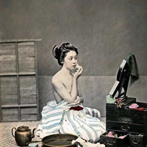Young woman washing, Japan