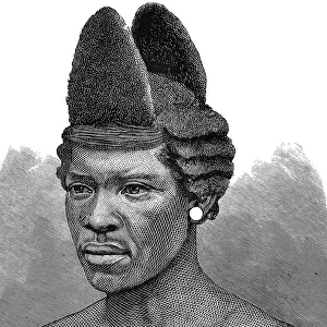 Zulu war. Zulu dandies, showing the modes of wearing their h