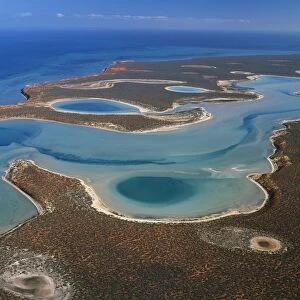 Australia Shark Bay, Heritage Area (UNESCO). Francois Peron National Park, big lagoon seen rom 4000 feet, Western Australia
