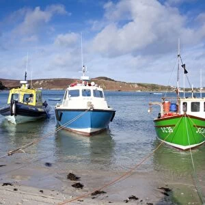 Boats Moored at Bryher - Isles of Scilly - Tresco beyond - UK