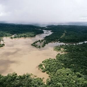 Rainforest Aerial White Water River, Amazonia, Brazil, South America