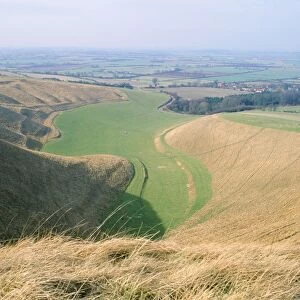 UK - dry chalk valley view from Uffington White Horse, Oxon
