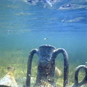 Ancient amphora pots underwater