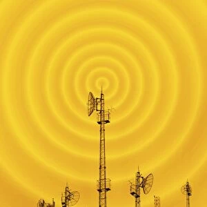 Radio masts with radio waves