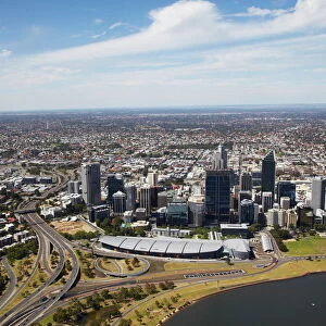 Aerial view of downtown Perth, Western Australia, Australia, Pacific