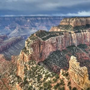 Afternoon thunder shower, from Cape Royal Point, North Rim, Grand Canyon National Park