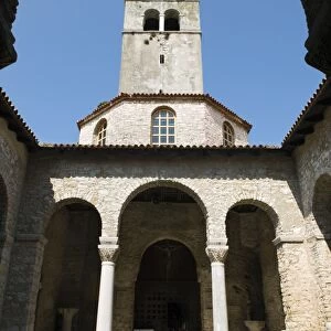 The Baptistry and campanile, Basilica of Euphrasius, UNESCO World Heritage Site, Porec, Istria, Croatia, Europe