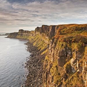 Basaltic cliffs facing onto Rsay Sound, east coast of Skye, Trotternish, Isle of Skye, Inner Hebrides, Scotland, United Kingdom, Europe