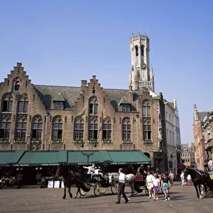 Burg Square and Belfry Tower, Bruges, Belgium, Europe