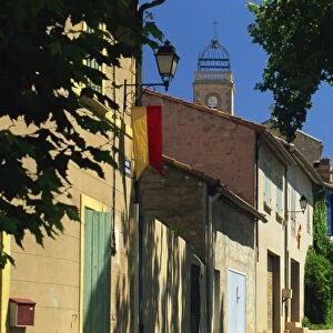 Colourful houses and church, Puyloubier, near Aix-en-Provence, Bouches-du-Rhone