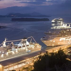 Cruise ships in port, Dubrovnik, Dalmatia, Croatia, Adriatic, Europe