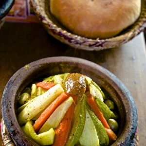 Dish of tagine, restaurant, Medina, Marrakech, Morocco, North Africa, Africa