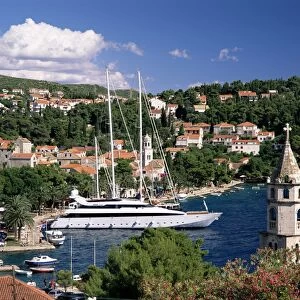 Elevated view of the Old Town and harbour, Cavtat, Dubrovnik Riviera, Dalmatia