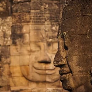 The faces on the Bayon temple at Angkor, UNESCO World Heritage Site, Siem Reap, Cambodia