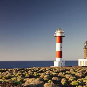 Faro de Fuencaliente lighthouses at sunrise, Punta de Fuencaliente, La Palma, Canary Islands