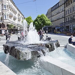 Fountain, Pedestrian area, Baden-Baden, Black Forest, Baden-Wurttemberg, Germany, Europe