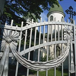 Gates to Russian Orthodox church, Kuressaare, Saaremaa Island, Estonia
