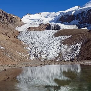 Glacier near Plaza de Mulas basecamp, Aconcagua Provincial Park, Andes mountains
