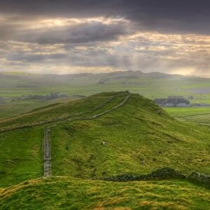 Hadrians Wall near Cawfields Quarry, UNESCO World Heritage Site, Northumberland