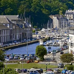 Harbour and basin, Down town, Morlaix, Finistere, Brittany, France, Europe