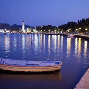 Harbour at dusk, Zakynthos Town, Zakynthos, Ionian Islands, Greek Islands, Greece, Europe