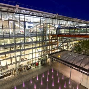 Heathrow Airport Terminal 5 building at dusk, London, England, United Kingdom, Europe