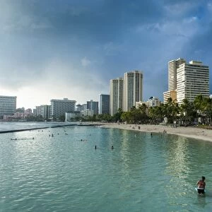 High rise hotels on Waikiki Beach, Oahu, Hawaii, United States of America, Pacific