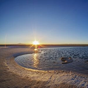 Laguna Piedra at sunset, Salar de Atacama, Antofagasta Region, Chile, South America