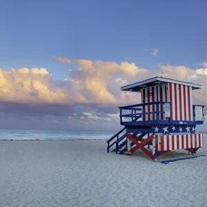 Lifeguard stand on South Beach, Miami Beach, Florida, United States of America