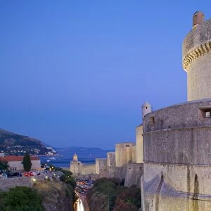 Minceta Fort and Old Town Walls at dusk, UNESCO World Heritage Site, Dubrovnik, Dalmatia, Croatia, Europe