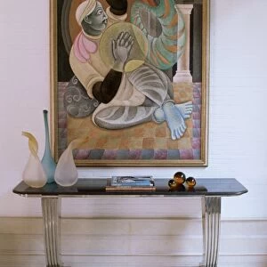 Painting by Satish Gujral in contemporary home of a