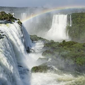 Rainbow over the Iguazu Falls, viewed from the Brazilian side, UNESCO World Heritage Site