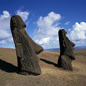 Rano Raraku, outer crater slopes, birthplace of the moai (statues), Rapa Nui National Park