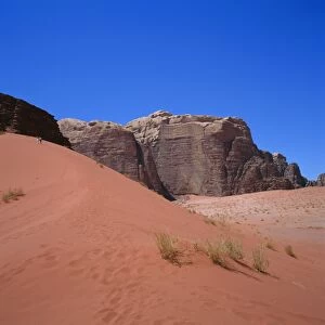 Red sand dune and desert landscape