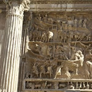 Relief carvings, Triumphal Arch of Septimius Severus, Roman Forum, UNESCO World Heritage Site, Rome, Lazio, Italy, Europe