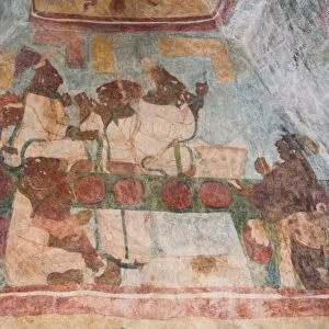 Royal family performing a blood letting ritual, Room 3, Temple of Murals, Bonampak Archaeological Zone, Chiapas, Mexico, North America