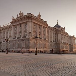 Royal Palace (Palacio Real) at sunset, Madrid, Spain, Europe