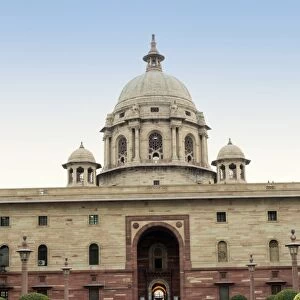 The Secretariat, parliament buildings by Herbert Baker on Raisina Hill at the end of the Rajpath, New Delhi, India, Asia