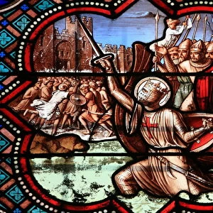 Stained glass window depicting the life of St. Louis, Senlis cathedral, Senlis, Oise