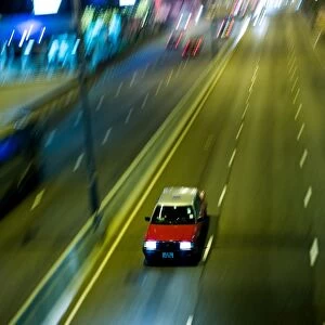 Taxi at night, Hong Kong, China, Asia