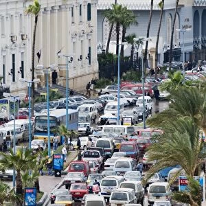 Traffic on the Sharia 26th July on the waterfront, Alexandria, Egypt, North Africa
