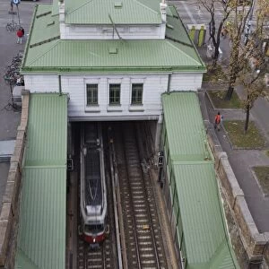 Underground train, from roof of Main Public Library, Vienna, Austria, Europe