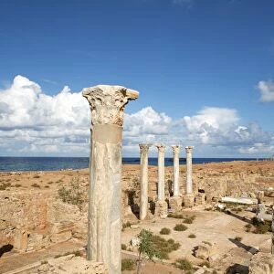 View from the central basilica, Apollonia, Libya, North Africa, Africa