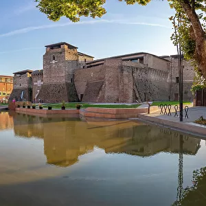 View of Rocca Malatestiana from Piazza Malatesta, Rimini, Emilia-Romagna, Italy, Europe