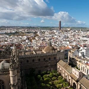 View of Seville from Giralda bell tower, Seville, Andalucia, Spain, Europe