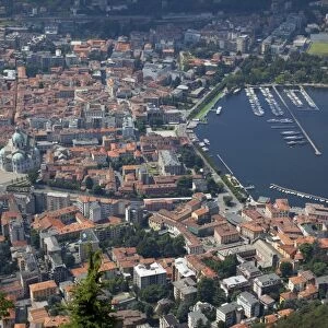 View of the town of Como from Brunate, Lake Como, Lombardy, Italian Lakes, Italy, Europe