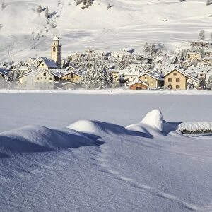 The village of Celerina by Saint Moritz in Engadine, Switzerland, Europe