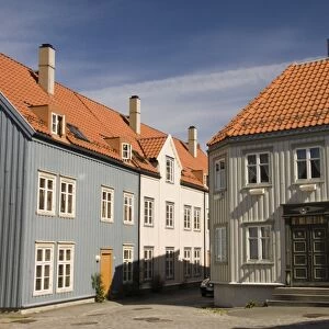 Wooden houses in the old town, Trondheim, Norway, Scandinavia, Europe