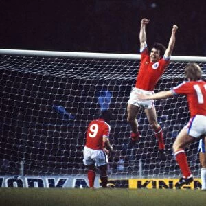 Kevin Keegan celebrates his goal against Brazil in 1978